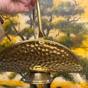 Vintage F.T.D.A. Hammered Brass Basket - Flower Holder - Art Deco Collectible